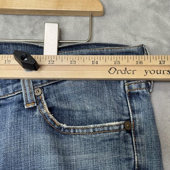 7 For All Mankind Jeans Womens 30 Flare Stretch Denim Distressed Made in USA - Picture 11 of 16